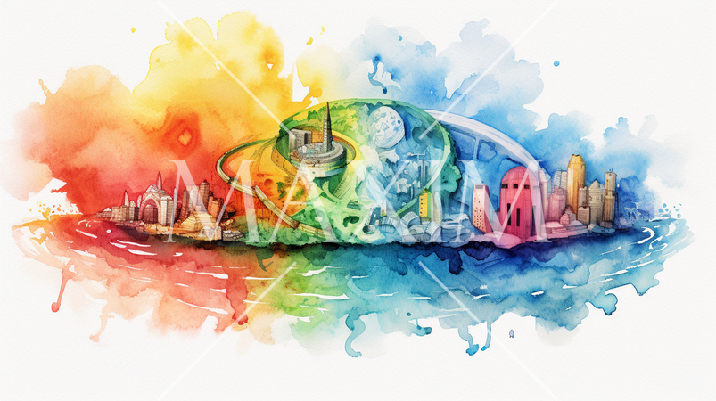 SDGs：SDGsのイメージの水彩画