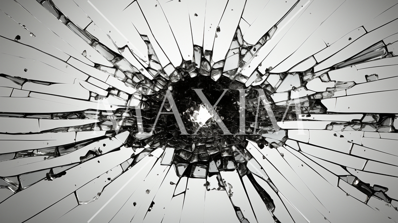 弾痕：ガラスに命中した銃弾の跡