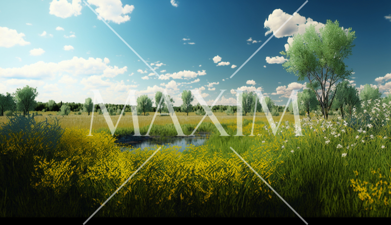 草原と青空をCGで高コントラストに表現