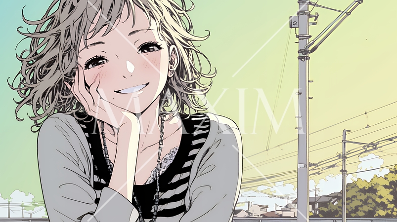 「うふふ」と微笑んでいる若い女性