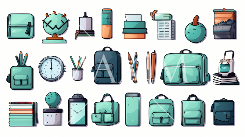 事務机周りの品々のアイコンのリファレンス