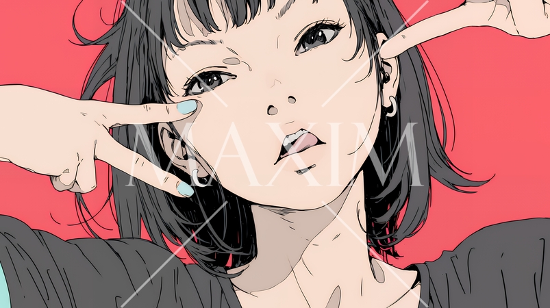 あっかんべー：舌を出して思いっきり相手を馬鹿にしている様子