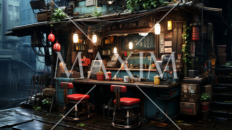 ブレードランナーに登場しそうなサイバーパンクな都市風景