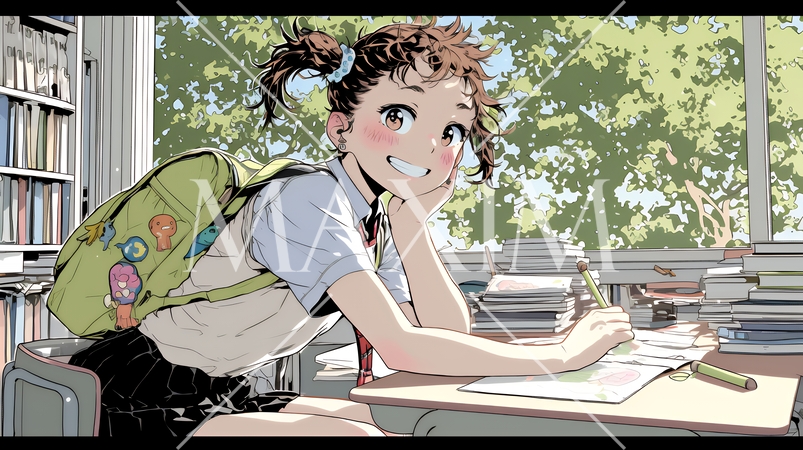 勉強している幼い女の子