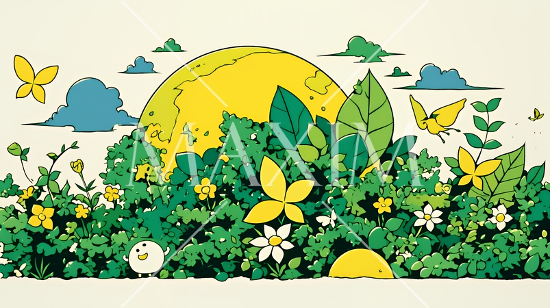 エコとサステナビリティのビジネスコンセプト｜地球と再生可能エネルギーで考える環境問題イラスト