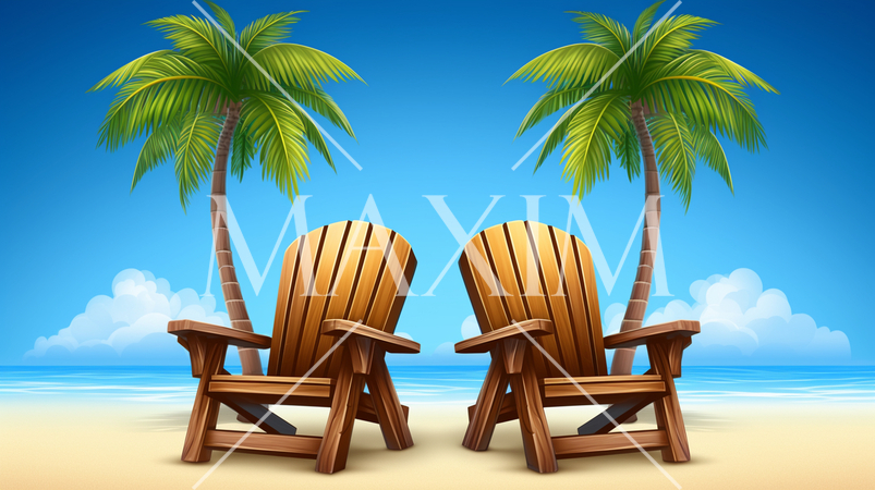 やしの木と海岸と海と青空がきれいな南国のリゾート地