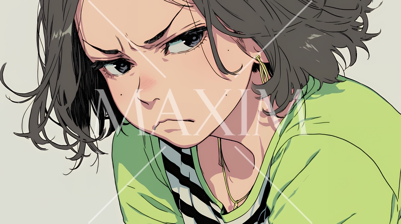 嫌悪の表情を浮かべている若い女性