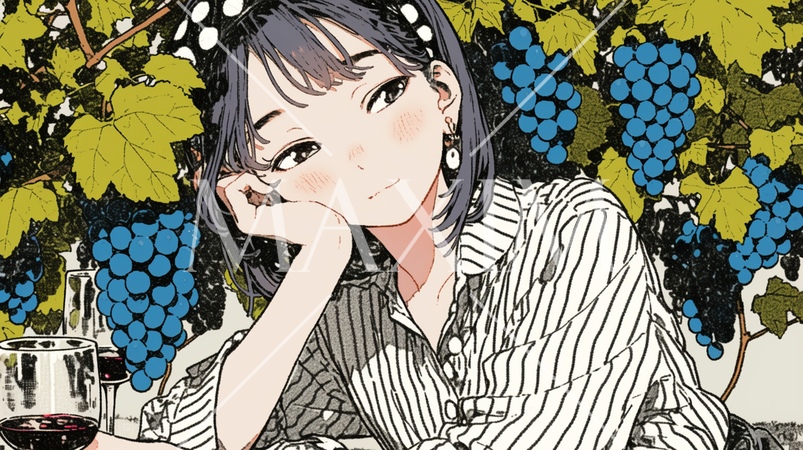 ワインを飲んでいる若い女性：ワイナリーのレストランで