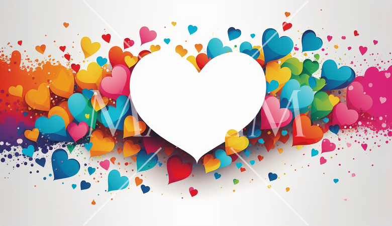 ハートがいっぱいのコピースペースのあるカラフルな背景
