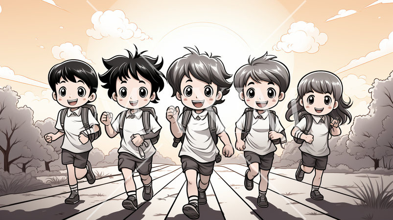 元気に登校する小学生達