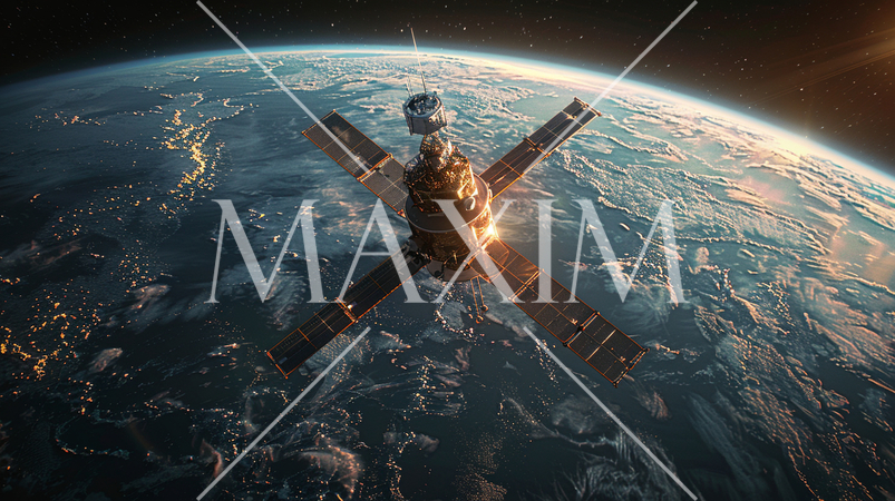 太陽の光を浴びている人工衛星