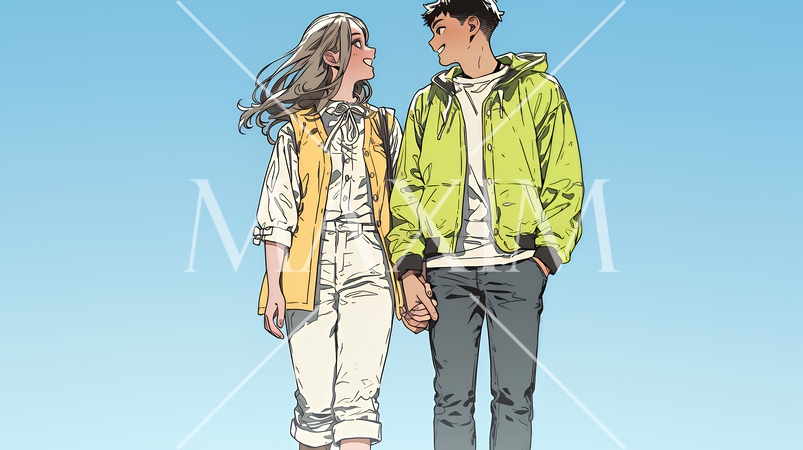 希望に満ちたライフスタイルを過ごす若いカップル：未来を見つめている