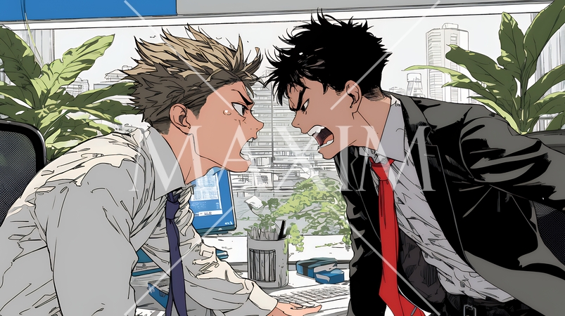 オフィスで言い争いをしているビジネスパーソン