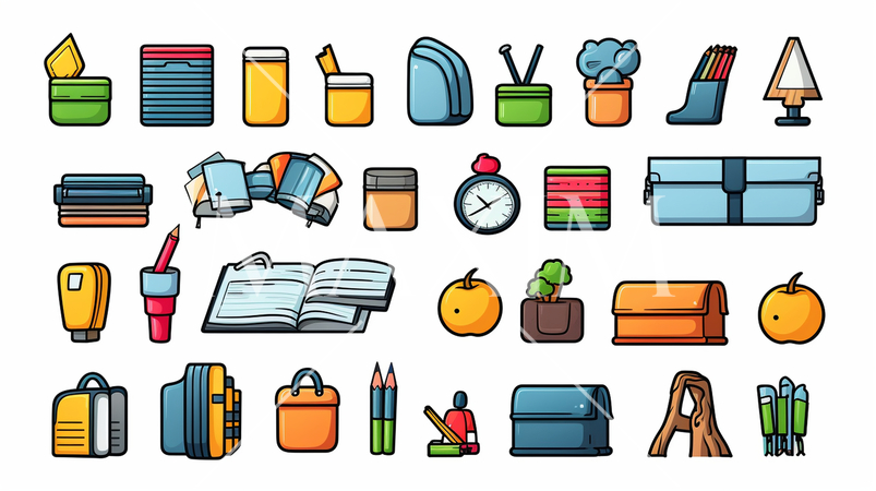 事務机周りの品々のアイコンのリファレンス