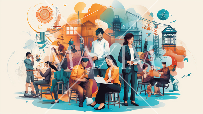 仕事の多様性：異なる業種、職種、文化間での協力。