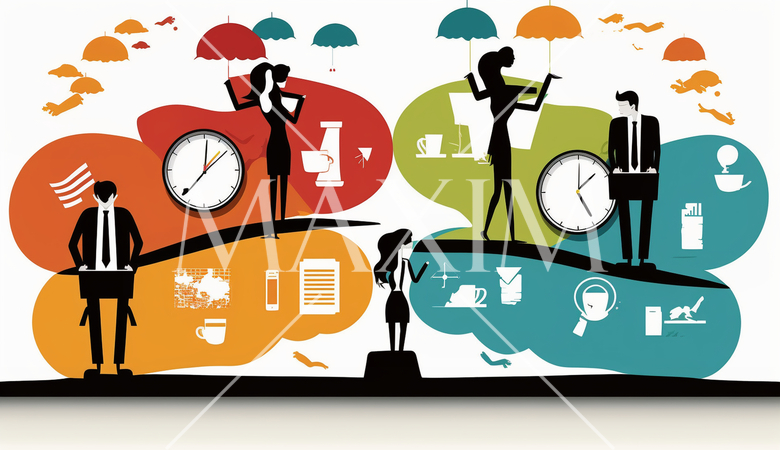 仕事のストレスとバランス：ストレスを感じるビジネスパーソン、ワークライフバランスの取り方。