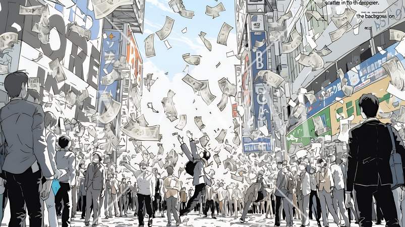 東京に空からお金が降ってきた