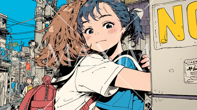 街中で友達にいきなりハグされた女の子