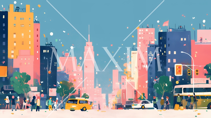 大都市のビル街（ポップでキュートな表現）