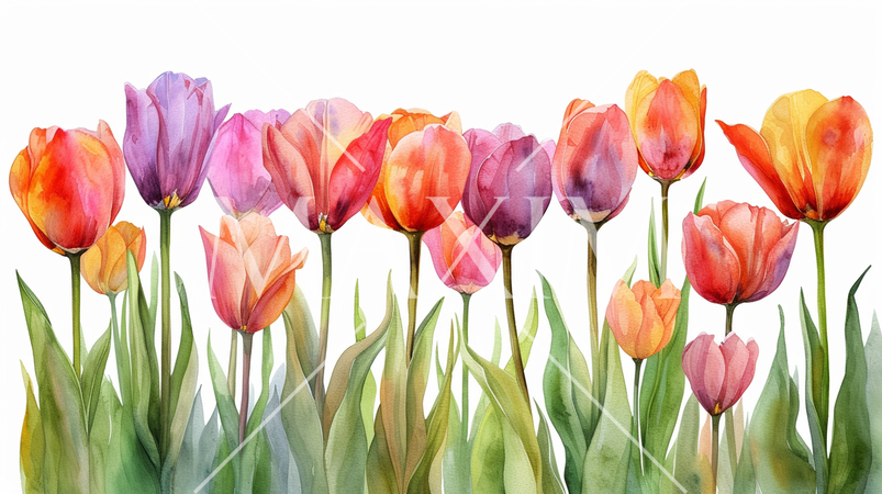 チューリップの花の水彩画