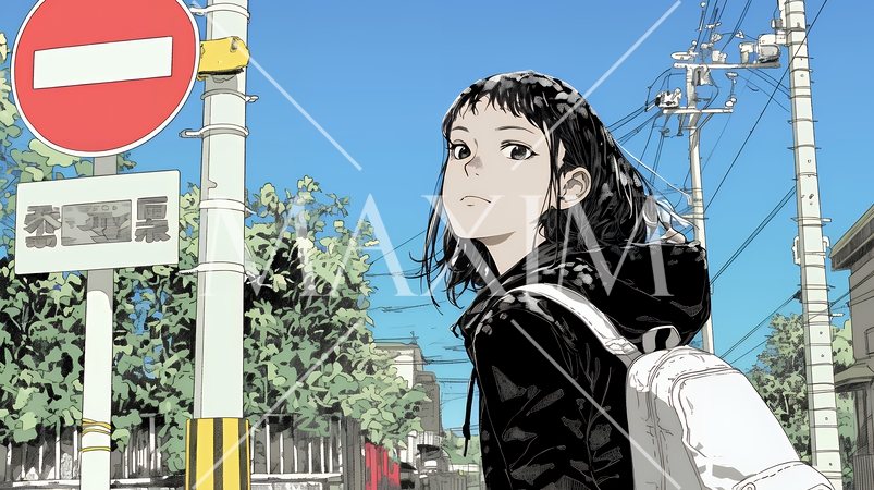 Noという意思表示：進入禁止マークと無表情な女性で表現