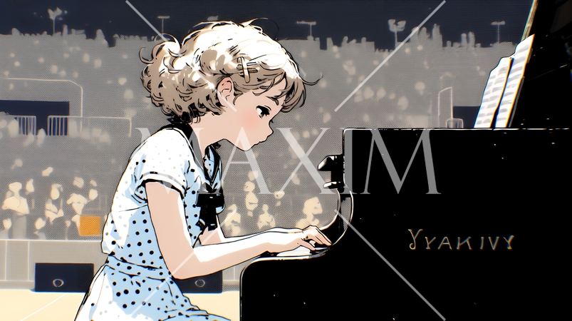 ピアノの発表会（コンクール）に出場している女の子
