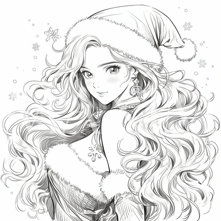 サンタクロースのコスプレをしている若い女性