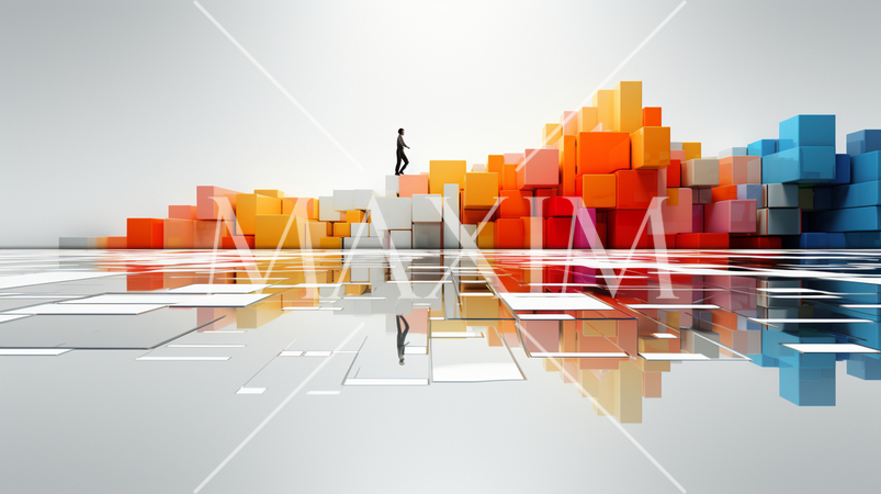 人が仮想空間をハイジャンプしているイメージ