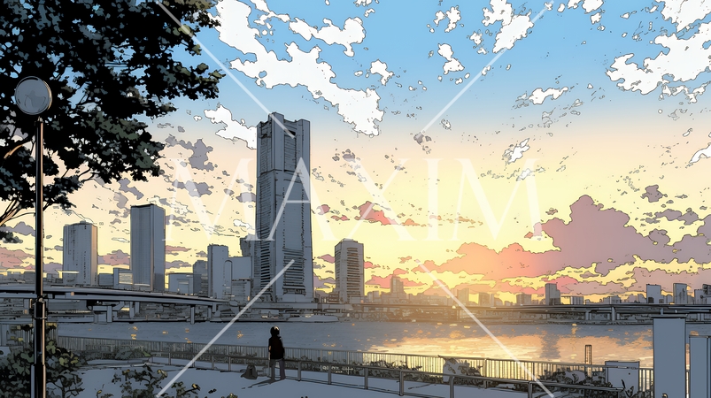 大都会の日没（日の出）とランドスケープ