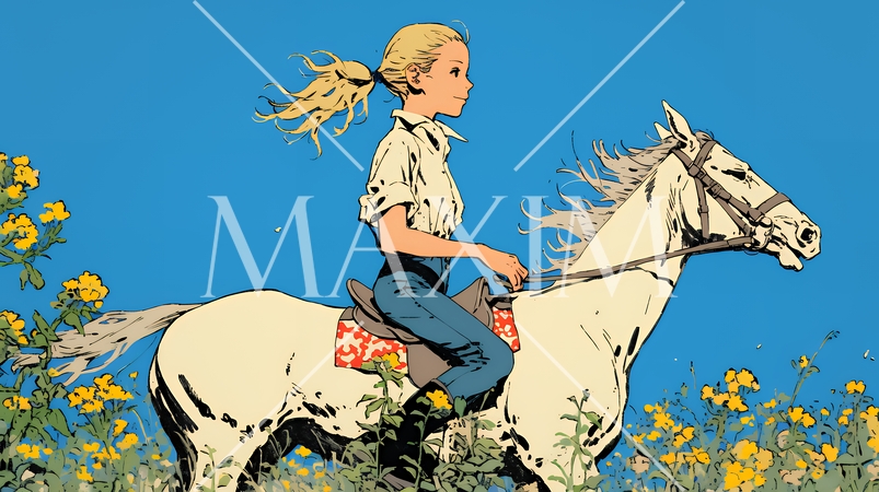 乗馬をしている若い女性