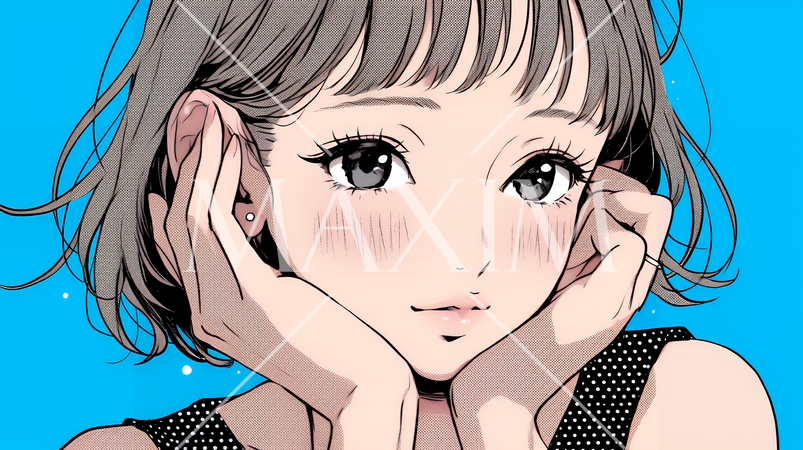 楽：リラックスした顔をしている若い女性