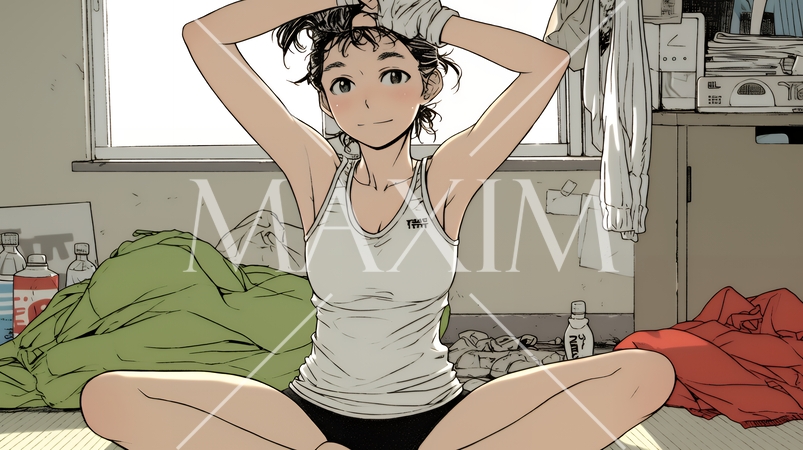 タンクトップを着た健康的な若い女性