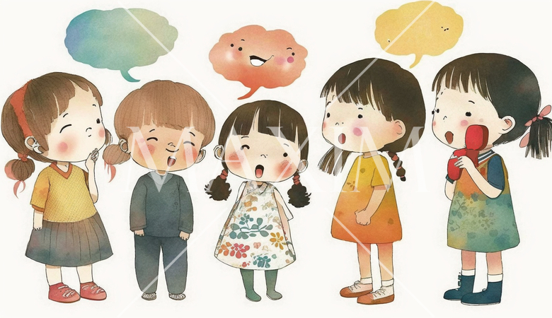 仲良くおしゃべりをしている子供達