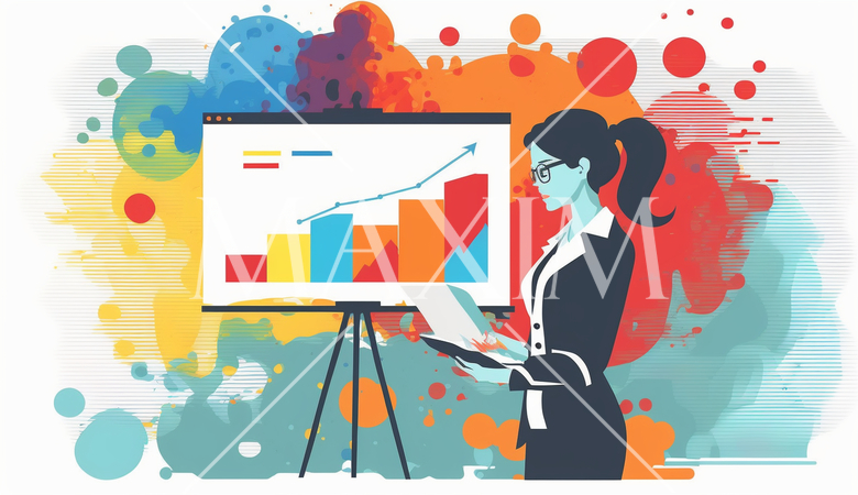 仕事の教育とトレーニングの女性インストラクター：ビジネススキルの向上、トレーニングセッション。