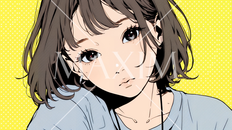 楽：リラックスした顔をしている若い女性