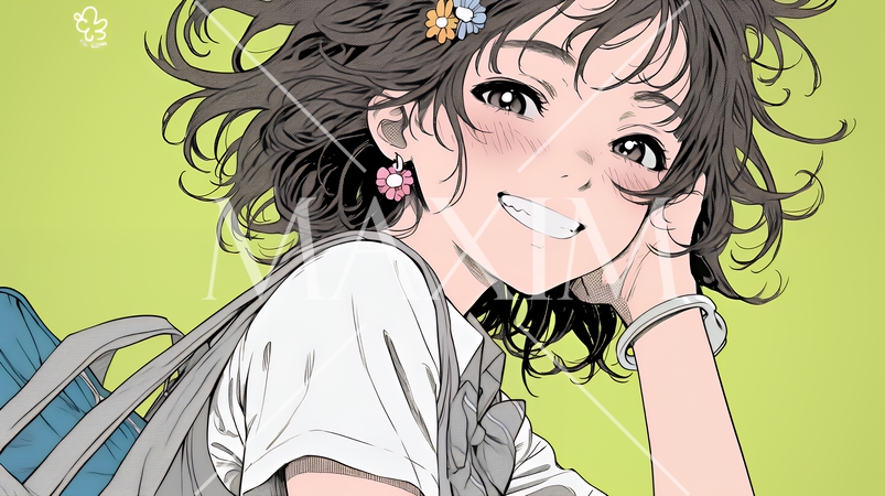 笑顔一杯の若い女性