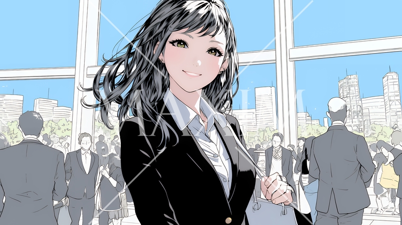 ビジネスフェアに参加しているビジネスウーマン