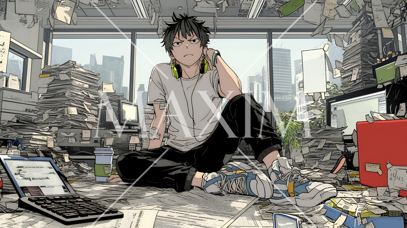 期日には間に合いそうもない書類の山と格闘中のビジネスパーソン達