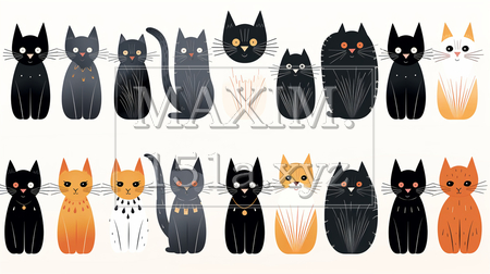 色々な猫のイラストのプリファレンスシート