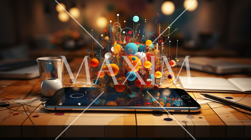 3次元ディスプレイのモバイルデバイスのデモ画面