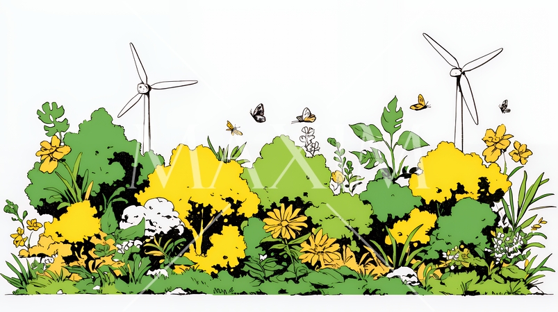 エコとサステナビリティのビジネスコンセプト｜地球と再生可能エネルギーで考える環境問題イラスト