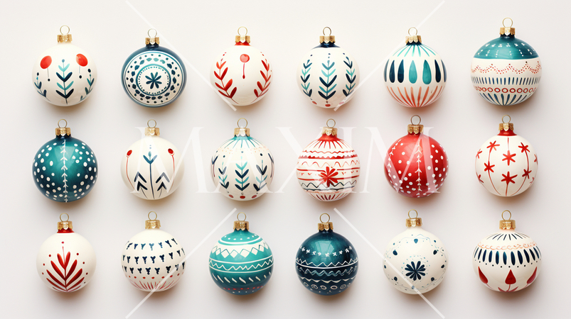 クリスマスツリーのオーナメント（飾り付け）の手書き風アイコンのリファレンスシート