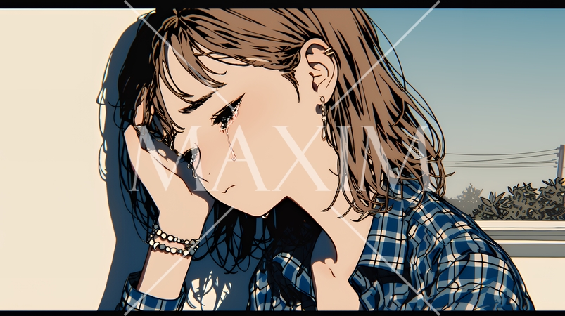 涙ぐむ若い女性