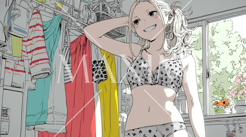 着替え中の若い女性