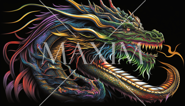 龍のカラフルなラインアート