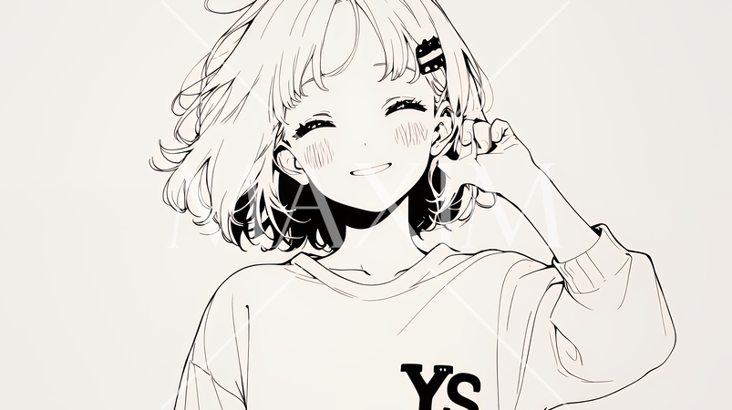 満面の笑みでYesと言っている若い女性（シンプルな色使い）