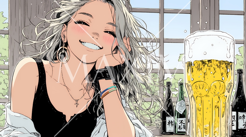 ビールを飲んでいる女性