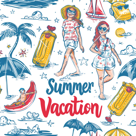 夏休みを題材の連続絵柄