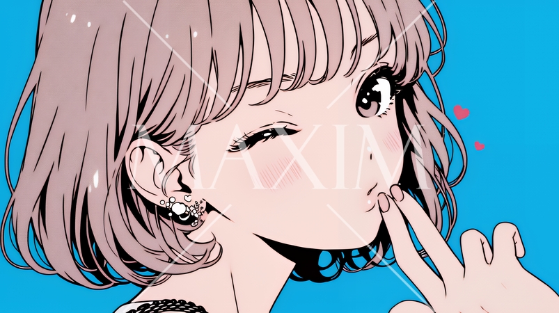 投げキッスをしている若い女性