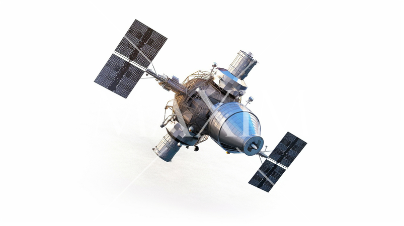 人工衛星（白背景イメージ絵）精緻CG